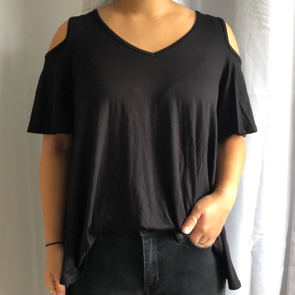 Black Cold Shoulder Top